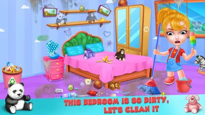 Girl home cleaning fun screenshot 2