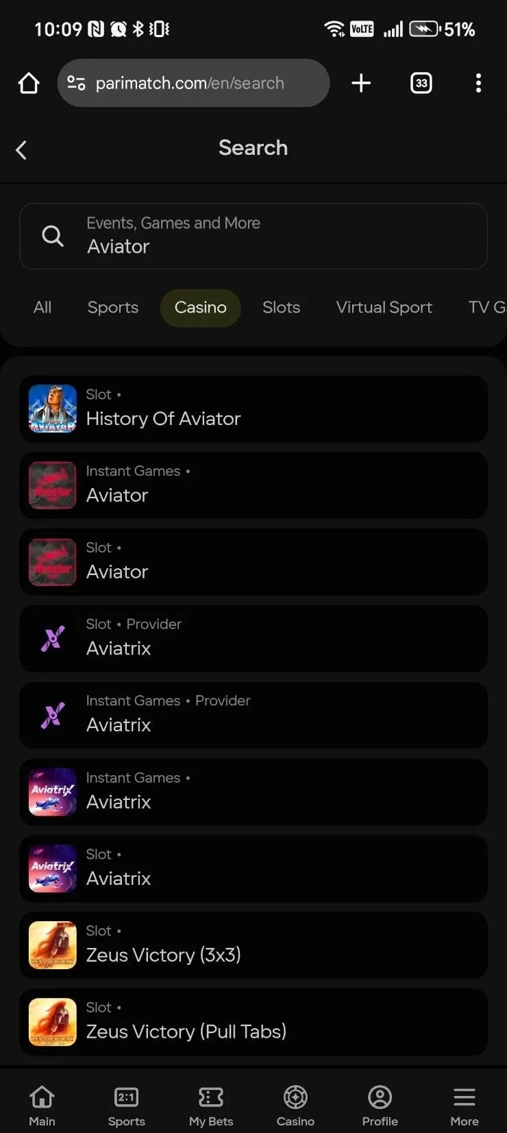 Parimatch screenshot 3