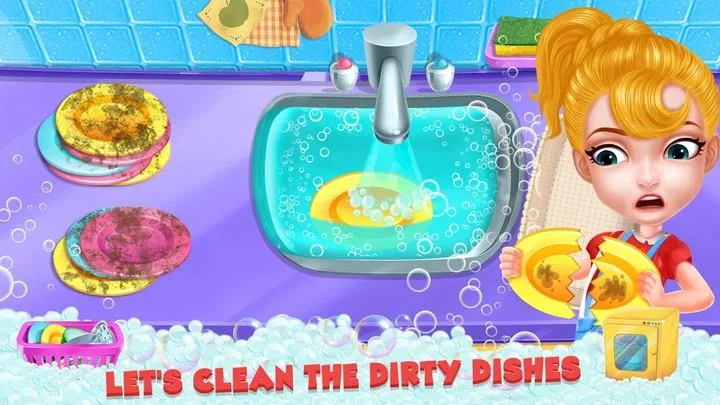 Girl home cleaning fun screenshot 1