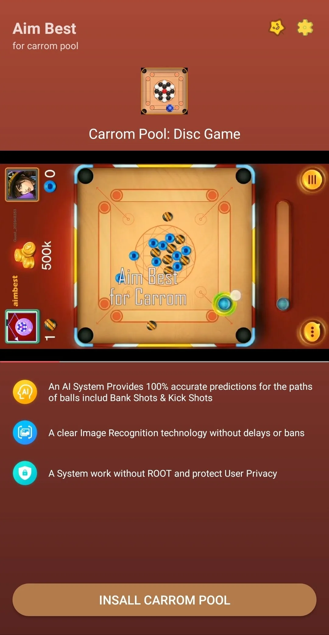 Aim Cool for Carrom Pool screenshot 1